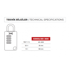 KALE ŞİFRELİ ASMA KİLİT 4 BASAMAKLI KD001/20-300