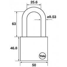 Yale 50 mm DMU Krom Kaplamalı Asma Kilit - Blister